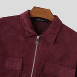 AIDASE  -  Tops Korean Style Fashion Men's Solid Suede Jacket Coats Casual Streetwear Male Loose All-match Long Sleeved Jacket aidase-shop