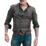 Aidase Herringbone Men's Vests Men Brown Waistcoat Vest Man Steampunk Jacket Striped Tweed V-neck Slim Fit Gilet Wedding Clothing aidase-shop