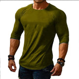 AIDASE  -  Spring Summer Mens Fashion T-Shirts Men Solid Color Slim Fit O-Neck Thin T Shirt Male Long Sleeve Tops Tees Drop Shipping aidase-shop