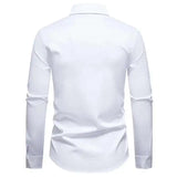 AIDASE  -  New Floral Embroidery Long Sleeved Shirt Long Sleeve Contrast Color Turn-down Collar Male Tops Casual aidase-shop