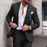 Aidase Fashion Linen Suits for Men High Quality Peak Lapel Double One Button Male Suit Slim Chic Casual Wedding Tuxedo 2 Piece Costume aidase-shop