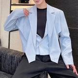 Aidase Men Autumn Winter Irregular Solid Color Cross Design Splicing Suit Genderless French Elegant Fashion Trend Short Casual Suit aidase-shop