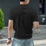 AIDASE  -  Men Shirt Solid Color Knitted V Neck Short Sleeve Korean Style Tops Summer Shirts Streetwear 2025 Casual Men Clothing aidase-shop