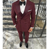Aidase Fashion Men Suits Solid Color Bespoke Double Breasted Split Blazer Peak Lapel Regular Length Slim Fit Male Clothing Costume aidase-shop