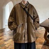 Aidase Men Bomber Leather Jacket Man PU Leather Jackets Male Streetwear Coat Jacket Motorcycle PU Leather Coats Fashion Zipper Jackets aidase-shop