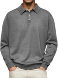 AIDASE  -  Men's Long Sleeve Polo Shirts Solid Color Turn Down Collar Business Casual Polos Men Spring Autumn Fashion Pulover Tees Tops aidase-shop