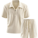 AIDASE  -  Summer Men Sports Polo Suit Short Sleeve Zipper Polo Shirt And Shorts Set Men's Casual Streetwear 2-pie Leisure Sports Sets aidase-shop