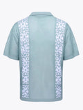 AIDASE  -  Retro Pattern Contrast Color Shirt Knitting Short Sleeve Button-up Lapel Mens Shirts Summer Casual Breathable Hollow Out Shirts aidase-shop