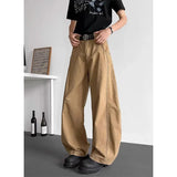 AIDASE  -  Loose Wide Leg Straight Cut Casual Long Jeans Men Women Design Sense Retro American Khaki Knife  Jeans Youth Faion Brand aidase-shop