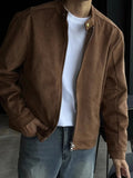 AIDASE  -  Early Autumn Brown Stand Collar Jacket Outerwear Loose American Sleeve Warm Gate Men's Fashion Stand Fit Long Sleeve aidase-shop