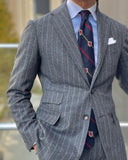 AIDASE  -  Fashion Pinstripe Men's Suit 2 Pieces Blazer Jacket and Pants Customized Two Buttons Business Wear Wedding Groom Costume Homme aidase-shop