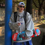 AIDASE  -  American Retro Shirt Lazy Style Letter O-neck Sweatshirt Loose Mid Length Plus Velvet Top Jacket Hip-hop Long Sleeved Sweatshirt aidase-shop