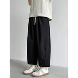 AIDASE  -  Summer Men's Linen Wide-Leg Cropped Pants High Waist Drawstring Casual Trousers aidase-shop