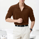 AIDASE  -  Men Shirts Solid Color Lapel Long Sleeve Velour Casual Men Clothing Streetwear Loose Fashion Leisure Male Shirts aidase-shop