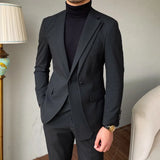 Aidase Luxury Business Suits For Men Stitching Double Collar Formal Casual Dress Suits 2 Pieces Elegant Slim Costume Homme Double Vent aidase-shop