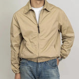 AIDASE  -  Classic Khaki Spring Autumn New Arrival Thin Zipper Workwear Jacket Washed Collar Zipper Leisure Polyester Fabric Coat for Men aidase-shop
