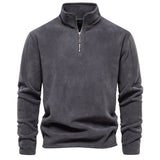 AIDASE  -  Men's Autumn Winter Stand Collar Half Zip Long Sleeve Hoodie Trendy Versatile Men's Fleece Top aidase-shop