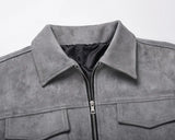 Aidase Vintage Suede Jacket Men Autumn Winter Loose Crock Jackets Zipper Lapel Casual Multi Pocket Bomber Short Jacket for Men aidase-shop