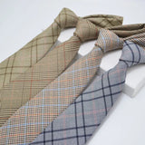 AIDASE  -  British Style Fashion TR Fabric Plaid Neck Ties For Men Formal Brown Khaki Wool Clip Tie Luxury Soft Free Knot Lazy-tie Cravat aidase-shop