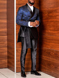 AIDASE  -  4 Pieces Men's Formal Suits Slim Blazer Jacket Pant with Satin Cape Royal Blue Tuxedo Set for Party,Prom,Banquet aidase-shop