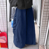 AIDASE  -  Men Pants Solid Color Elastic Waist Joggers Casual Ruffle Trousers Men Streetwear Loose Fashion Male Wide Leg Pants aidase-shop