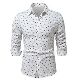 AIDASE  -  Spring and Autumn Polka Dot Print Long Sleeve Men's Shirt Casual Shirt aidase-shop
