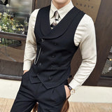 Aidase High Quality Autumn Double Breasted Suit Vest Men Business Formal Sleeveless Vest Slim Fit Wedding Groom Banquet Party Waistcoat aidase-shop
