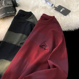 Aidase Korean Clashing Striped Long Sleeve T-Shirt Autumn Man Round Neck Sweatshirt Trendy Couples Loose Fit Male Sweatshirts aidase-shop
