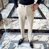Aidase Men's Social Trousers Masculina Suit Trousers Man Formal Pants Spring Men Dress Pants Slim Fit Black White Pantalones Hombre