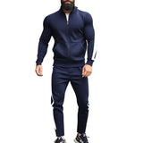 AIDASE  -  Spring Autumn Men's 2-Piece Set Color Blocking Zipper Stand Collar Casual Sports Jacket Sweatshirt Trousers Suit aidase-shop