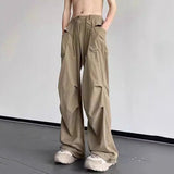 AIDASE  -  Quick Drying Male Cargo Pants Summer Loose Straight Wide Leg Trousers American Style Trend Cool Casual Clothing