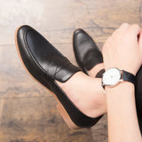 AIDASE  -  Men Business Loafers Black Brown British Casual Soled Heel Fashion Brand Leather Shoes American Banquet Shoes Men aidase-shop