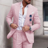 Aidase Fashion Linen Suits for Men High Quality Peak Lapel Double One Button Male Suit Slim Chic Casual Wedding Tuxedo 2 Piece Costume aidase-shop