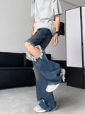 Aidase Hip Hop Ripped Baggy Jeans Men High Street Male Distressed Denim Wide Leg Pants Casual Trousers Vintage Streetwear Loose