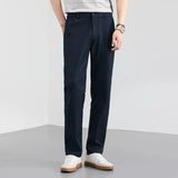 AIDASE  -  Men Solid Color Loose Breathable Simple Basic Casual Daily Loose Fit Cottom Linen Suit Trousers Male New Fashion Pants Clothes aidase-shop