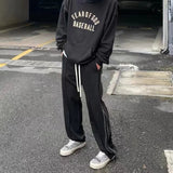 AIDASE  -  American Street Style Loose Side Stripe Casual Pants Men High Street BF Design Sense Splicing Zipper Long Trousers Trendy aidase-shop