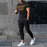 AIDASE  -  Summer Male Loose Casual Printing T-shirt Elastic Waist Pants Set Men Short Sleeve Street Style Pullover Tee Sweatpants Homme aidase-shop