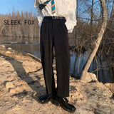 AIDASE  -  Summer Thin Men's Wide Leg Pants Loose Slimming Business Casual Style High Waist Trousers Polyester Blend Four Seasons Wear aidase-shop