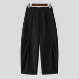 AIDASE  -  Men Pants Solid Color Button Loose Casual Wide Leg Trousers Men Streetwear Baggy Fashion Leisure Long Pants S-5XL aidase-shop
