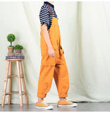 AIDASE  -  Men Y2K Fancy Color Bib Overalls Loose Pockets Cargo Cotton Pants Casual Plus Size Jumpsuits Coveralls aidase-shop