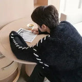 Fleece Sweaters Men Korean Thicken Warm Knitting Autumn Winter Loose Casual Mohair Long Sleeve Pullovers Streetwear aidase-shop