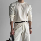 AIDASE  -  Korean Style Elegant Gentleman Crew Neck Sweater Autumn Winter All-Match Slim Knitted Pullover, Business Soft Warm Knit Base Top aidase-shop