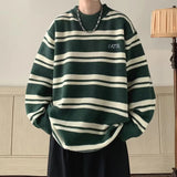 38.43Aidase Trendy Korean Burgundy Striped Sweater for Men in Autumn and Winter High-end Tongxiang Sweater Niche Y2K Design Sweater aidase-shop