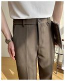 AIDASE  -  Summer Men's Straight Slim Fit Korean-style Tapered Solid Color Dress Pants Casual Trousers  28-38 aidase-shop
