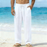 AIDASE  -  Men's Linen Textured Beach Pants Loose Fit Drawstring Casual Trousers with Side Pockets aidase-shop