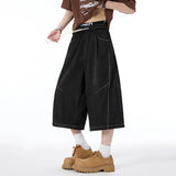 AIDASE  -  Denim Ice Silk Men's Casual Pants Summer New Trendy 2025 Solid Color Elastic Waist Trousers aidase-shop