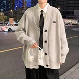 AIDASE  -  Fall Winter V-Neck Knitted Sweater Cardigan Men's Solid Color Casual Style Lazy Fashion Outerwear Comfortable Soft Material