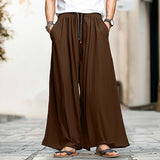 AIDASE  -  Men Wide Leg Pants Drawstring Joggers Oversize Pleated Casual Trousers Men Streetwear Vintage 2025 Male Long Pants S-5XL aidase-shop
