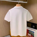 Aidase High Quality Summer New Men's Knitting Short Sleeve T-Shirt Men Casual Button Fashion Top Fashion Polo Shirt