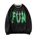 AIDASE  -  Autumn New Abstract Print Round Neck Sweatshirts False Two-piece Casual Sports Long-sleeved Trend Streetwear Men Women Clothing aidase-shop